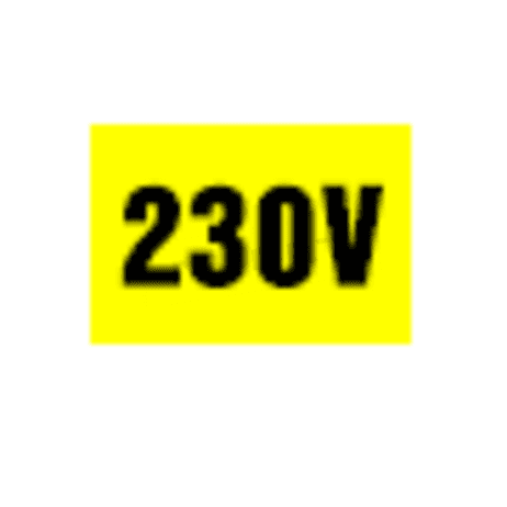 Štítok "230V" žltý poklad čierne písmená,v=11xš=35mm