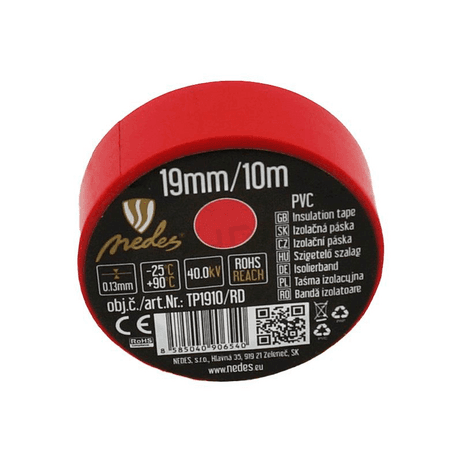 Páska izolačná 19mmx10m červená TP1910/RD
