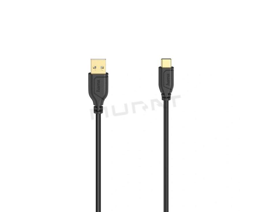Hama 200634 USB-C 2.0 kábel typ A-C 0,75 m, Flexi-Slim, čierny
