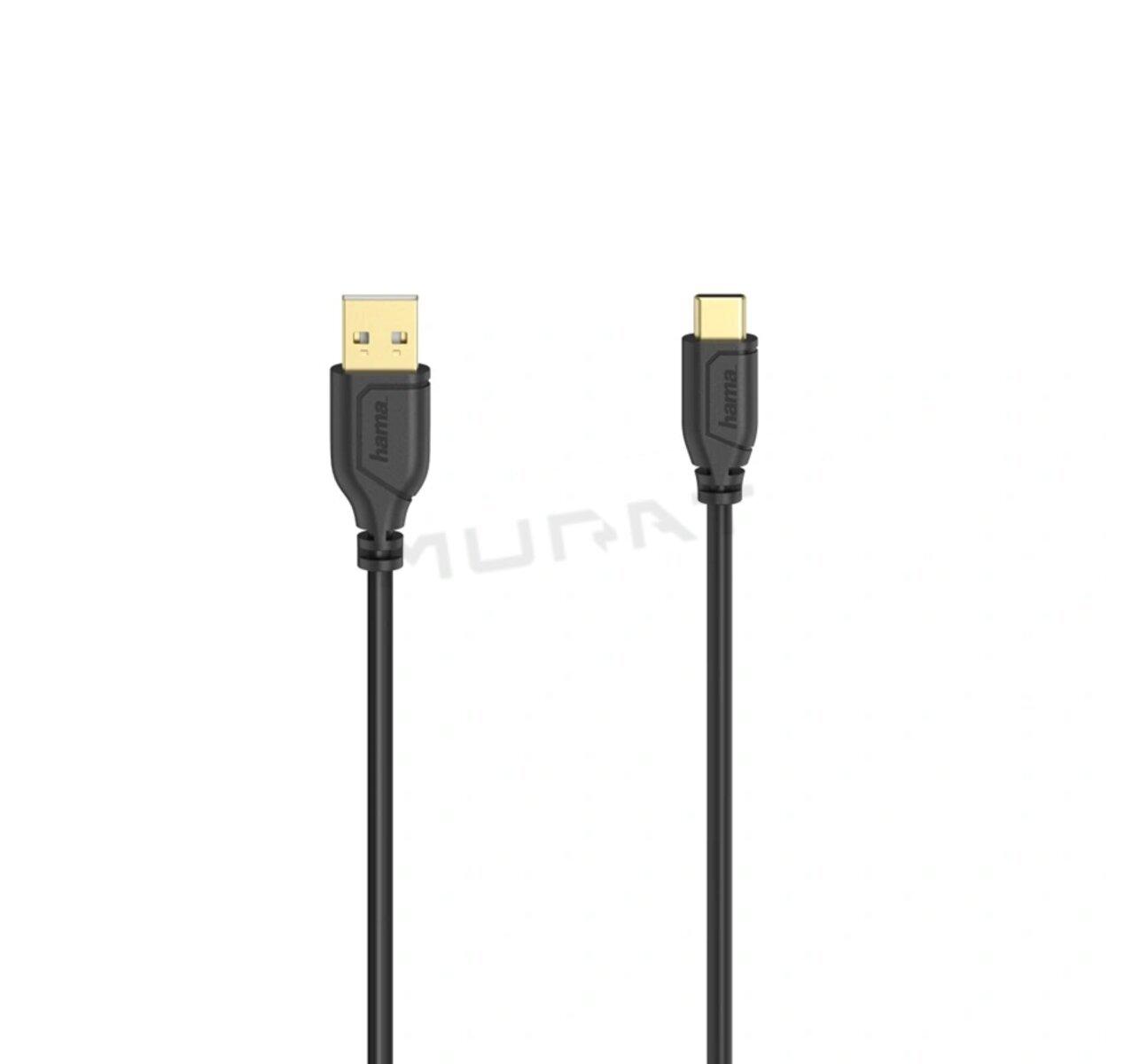 Hama 200634 USB-C 2.0 kábel typ A-C 0,75 m, Flexi-Slim, čierny