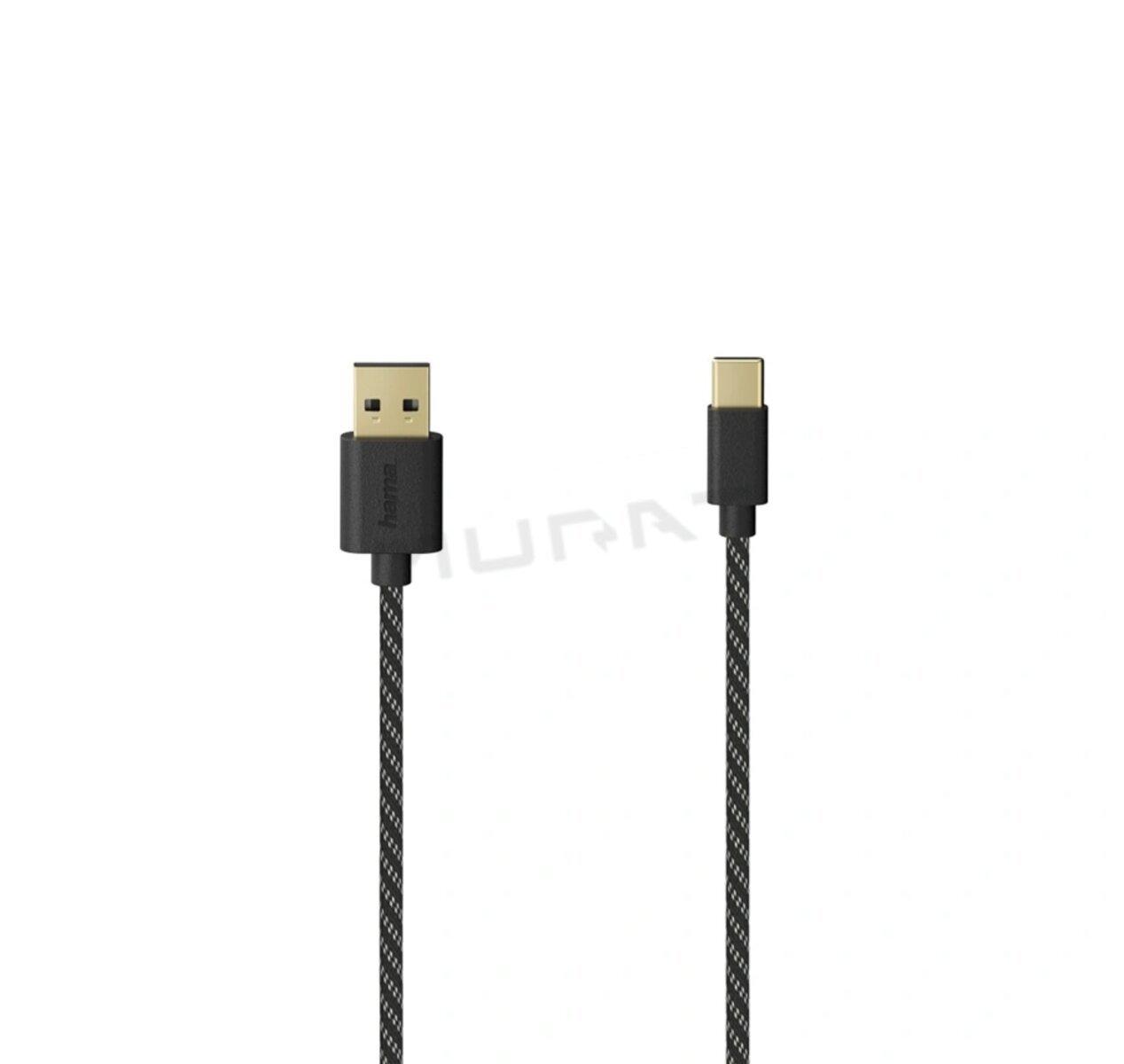 Hama 201002 USB-C 2.0 kábel typ A-C, 1,5 m, opletený, blister/displej