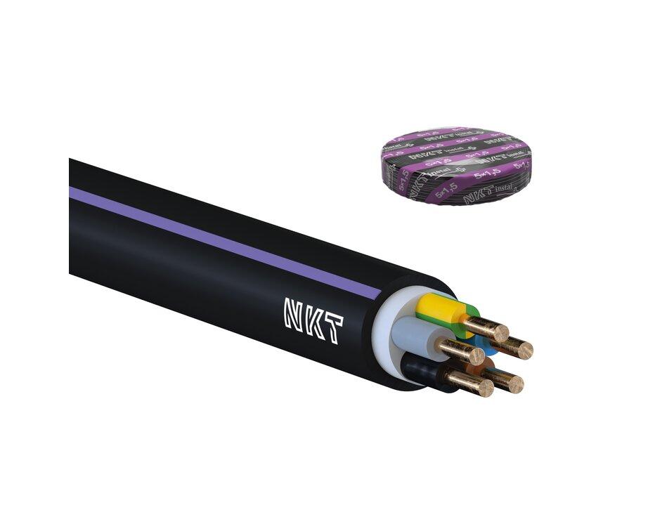 Kábel CYKY-J 5x1,5 mm2 Instal PLUS v kruhoch 100m (s fialovým pruhom)           