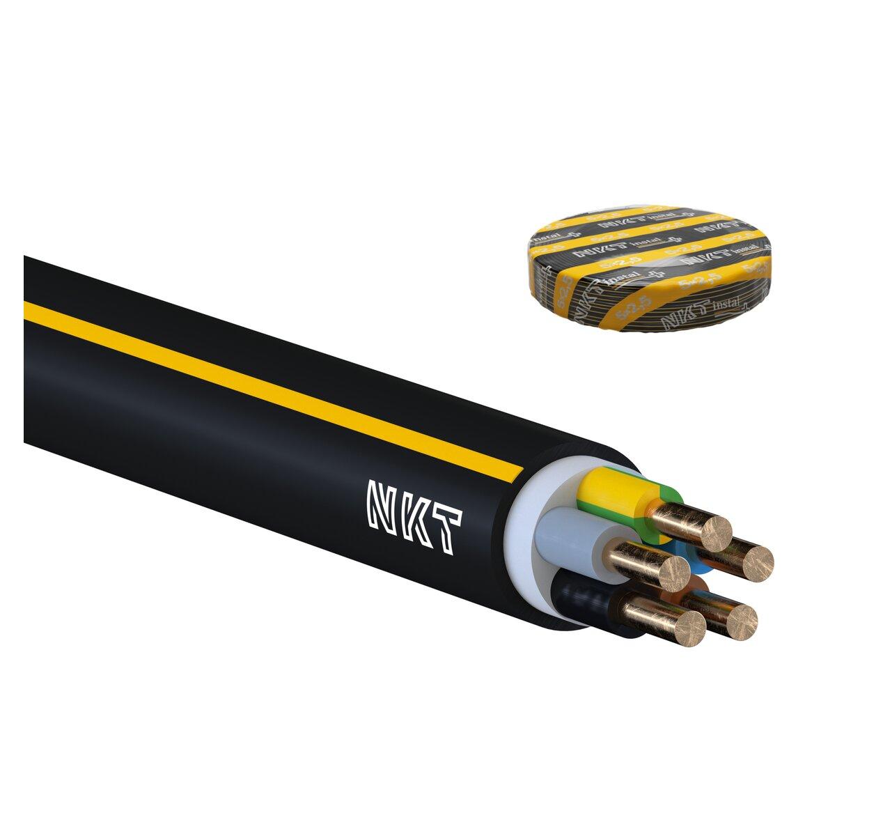 Kábel CYKY-J 5x2,5 mm2 Instal PLUS v kruhoch 100m (so žltým pruhom)             