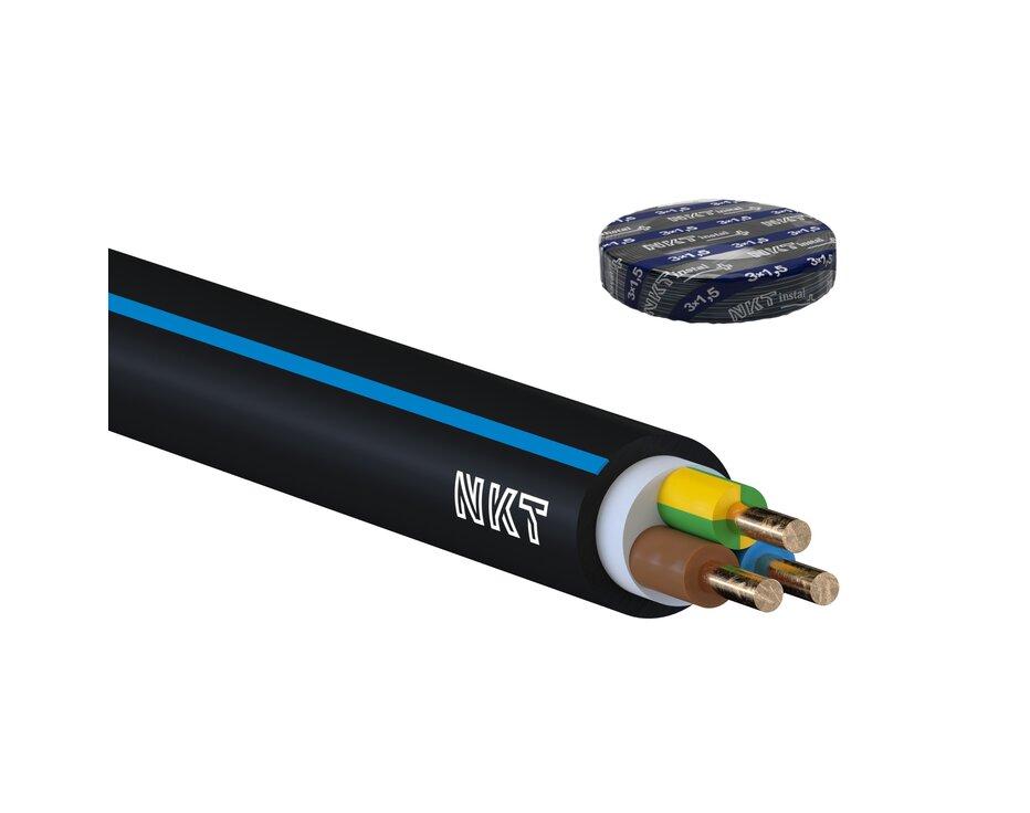 Kábel CYKY-J 3x1,5 mm2 Instal plus v kruhoch 100m (s modrým pruhom)             