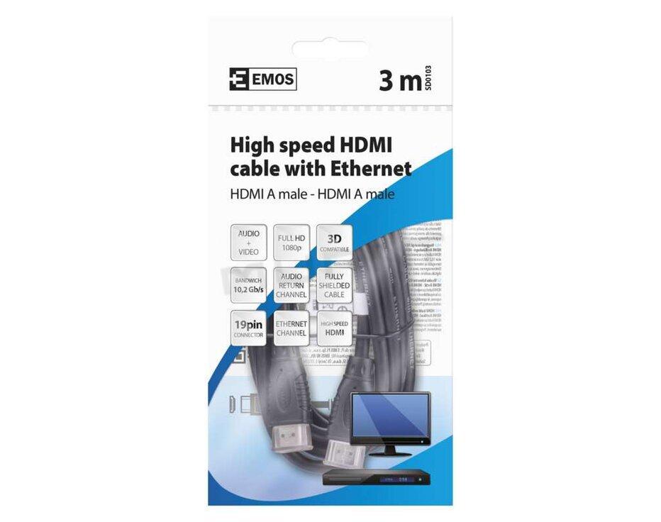 Kábel HDMI 2.0  3m high speed ethernet A vidlica - A vidlica SD0103