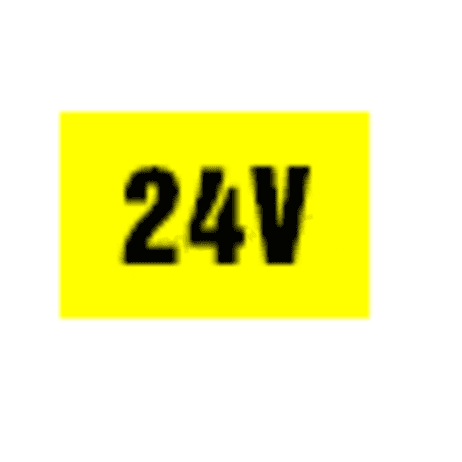 Štítok "24V" žltý poklad čierne písmená,v=11xš=35mm