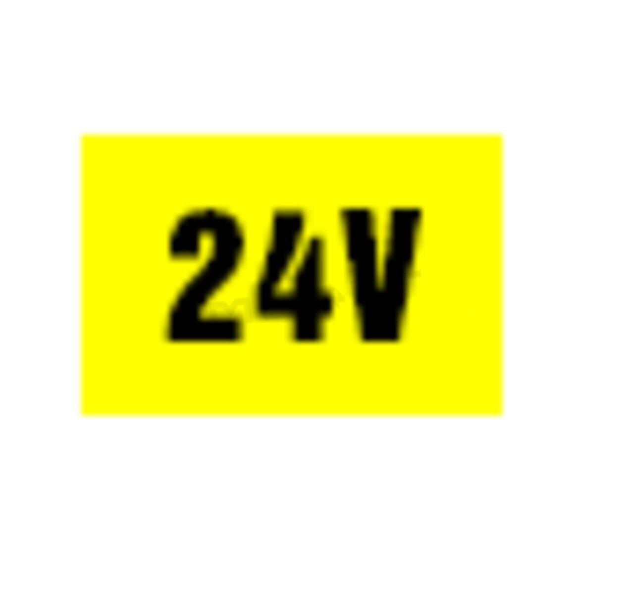Štítok "24V" žltý poklad čierne písmená,v=11xš=35mm