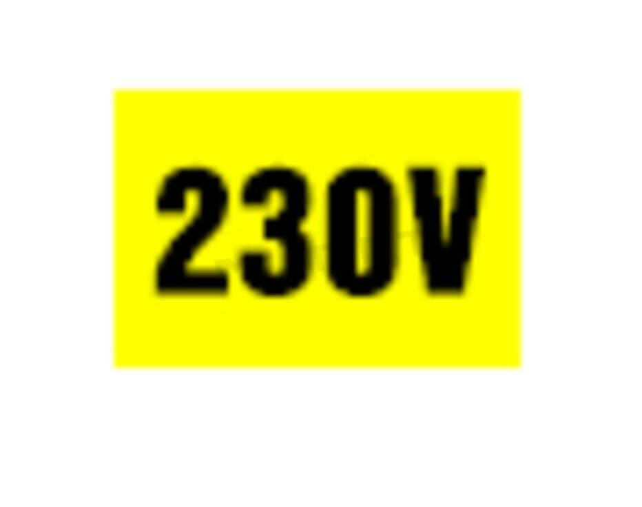 Štítok "230V" žltý poklad čierne písmená,v=26xš=74mm