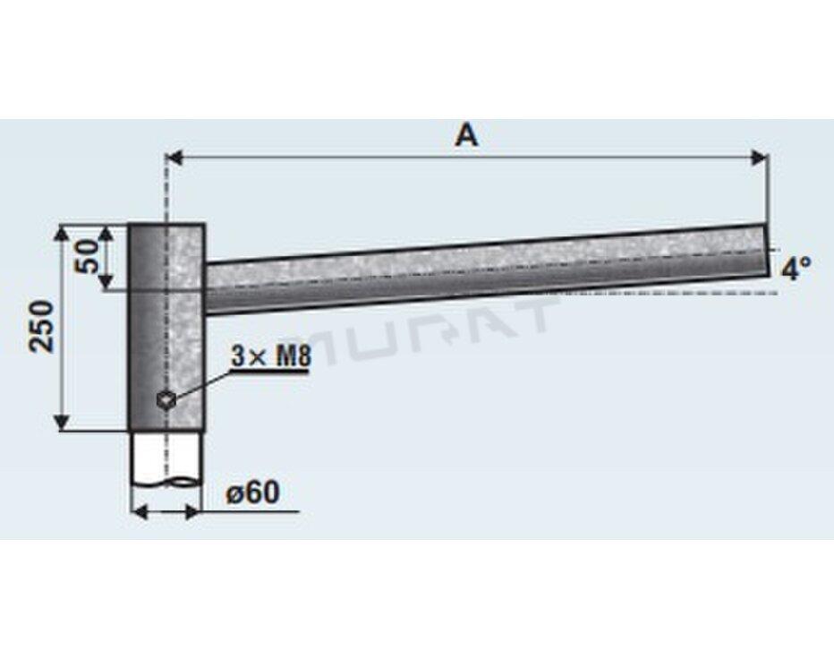 Výložník UD 1/60- 500 (60,4stup),žiar.zink. rovný 1-ramen.