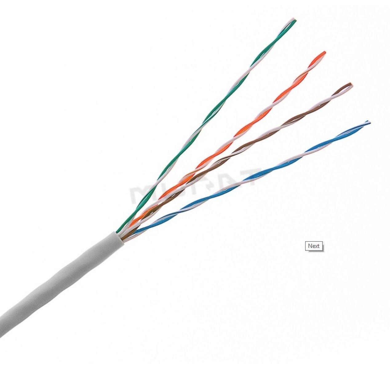 LAN kábel, Cat. 5E, UTP,  4x2xAWG24, 300 MHz, drôt, PVC  (KELine)