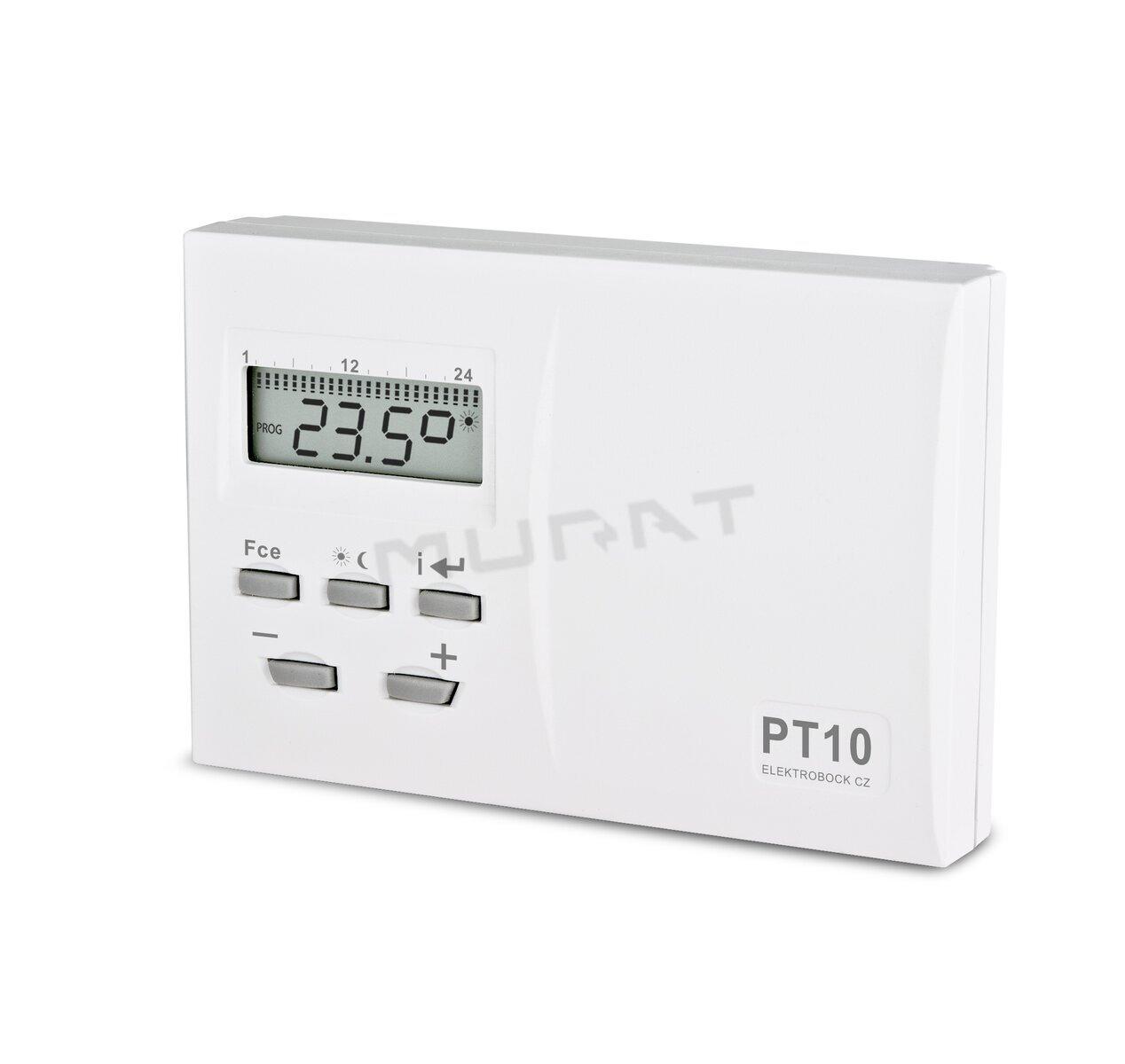 Termostat PT10 priestorový digitálny nočný útlm 5A  Elektrobock