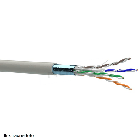 LAN kábel, Cat. 5E, F/UTP, 4x2x0,51, drôt, 200MHz, 49352  ( OK-NET ) bledošedý