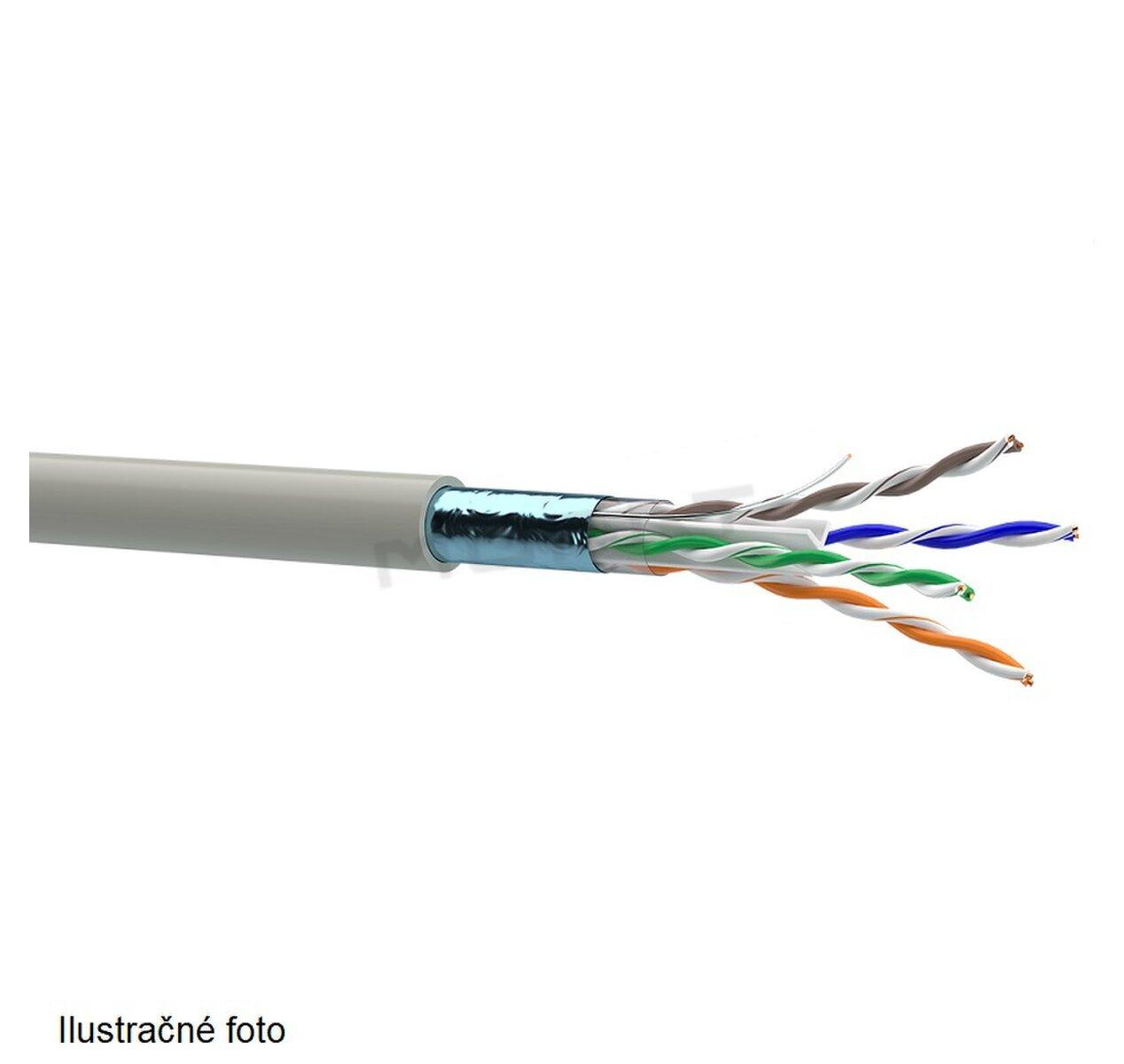 LAN kábel, Cat. 5E, F/UTP, 4x2x0,51, drôt, 200MHz, 49352  ( OK-NET ) bledošedý