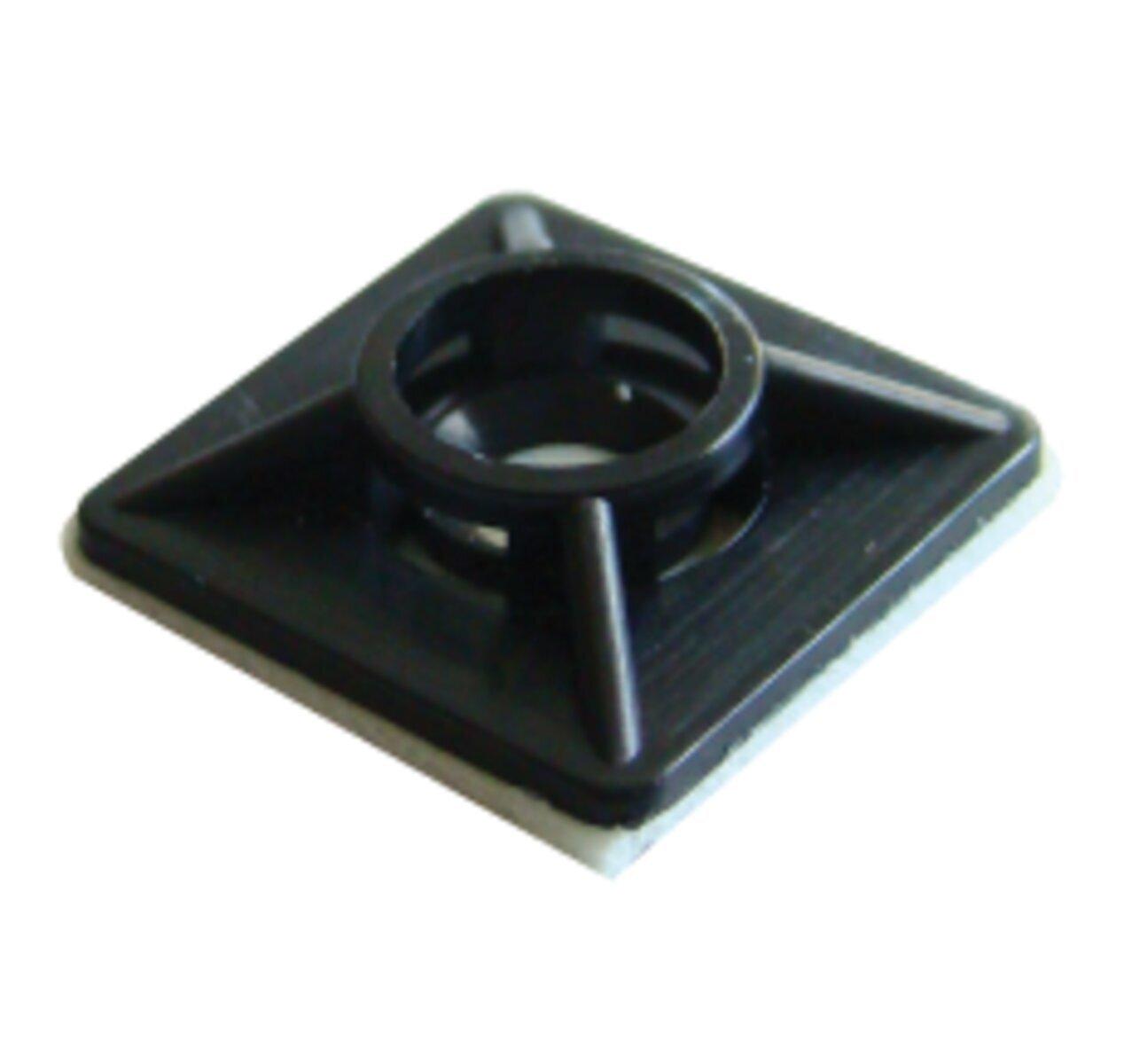 Príchytka samolepiaca 20x20 čierna TALP191 pre sťah.pásku do 5,0mm 4-vstupové