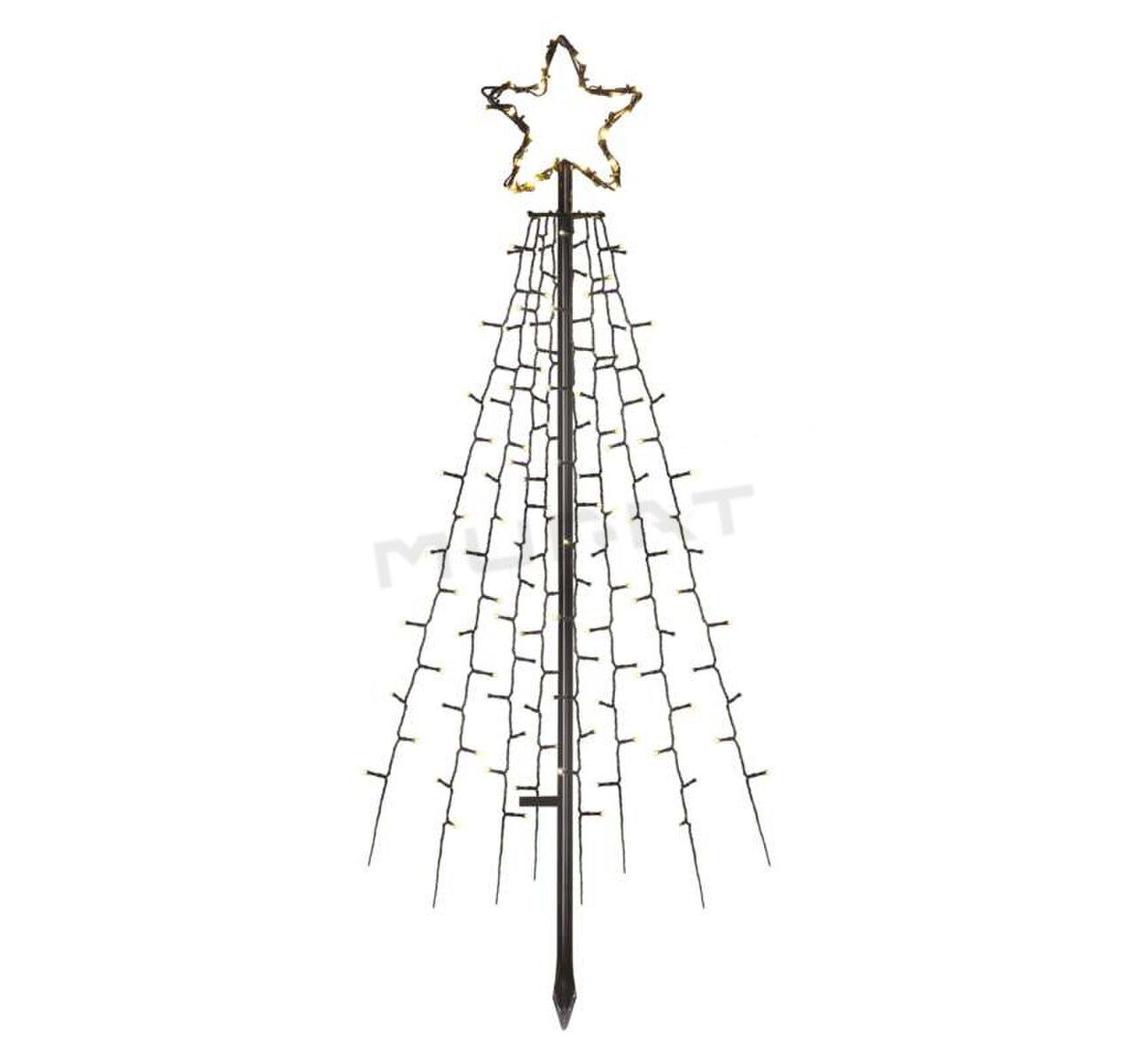 Svietidlo LED VIANOČNÉ- DCTW02 strom kovový 180cm 3×AA tep biela vnút/von čas