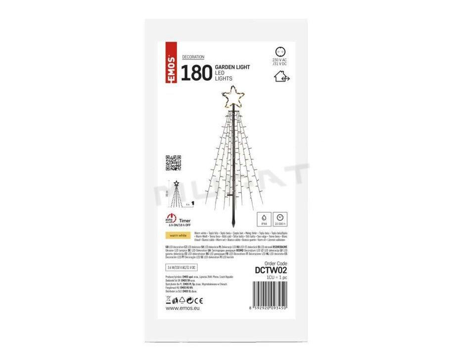 Svietidlo LED VIANOČNÉ- DCTW02 strom kovový 180cm 3×AA tep biela vnút/von čas