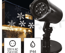 Svietidlo LED VIANOČNÉ- dekoratívny projektor DCPC04 vločky, vonkajší