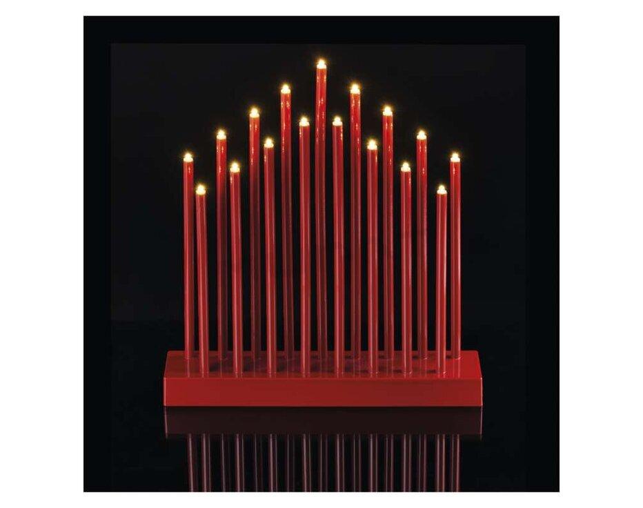 Svietidlo LED VIANOČNÉ- DCAW03 svietnik červený 3xAA 28,5 cm vnút tep.biela čas