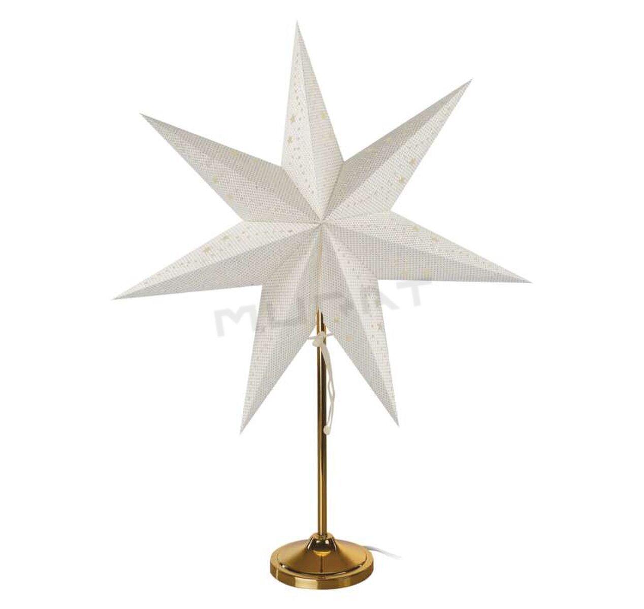 Svietidlo LED VIANOČNÉ- DCAZ15 hviezda papierová so zlatým stojančekom 45cm