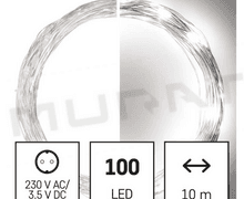 Svietidlo LED VIANOČNÉ- reťaz nano D3AC01 Ag, 10m, vonk., stud.b., časovač