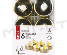 Svietidlo LED VIANOČNÉ- DCCV13 6x čajová sviečka zlatá 6x CR2032 vintage
