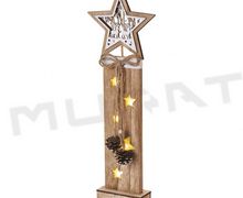 Svietidlo LED VIANOČNÉ- DCWW10 drevená hviezda 48cm 2xAA vnút teplá biela čas