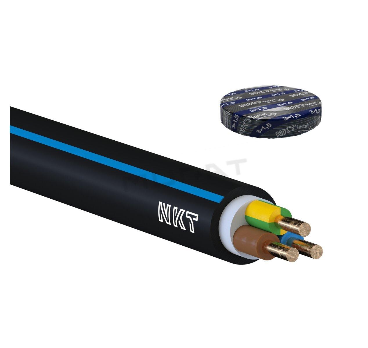 Kábel CYKY-J 3x1,5 mm2 Instal plus v kruhoch 100m (s modrým pruhom) silový