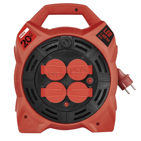 Bubon 4x13A-230V  20m H05RR-F3G1,5 o.č. s LED P08420 guma IP44 červená/čierna