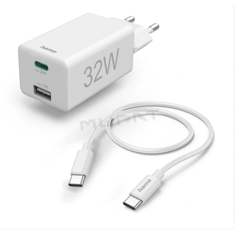 Hama 201692 set: rýchla USB nabíjačka USB-C PD/QC USB-A 32 W + kábel USB C-C 1 m